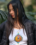 AURA Seven Chakra Top - hand-embroidered chakra design top