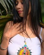 AURA Seven Chakra Top - close-up of chakra embroidery detailing