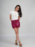 Ayame Top white cropped top with hand-embroidered Cutdana and threadwork