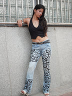 Bloom Story Denim - blue hand-embroidered denim