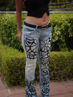 Bloom Story Denim - close-up of hand embroidery detailing