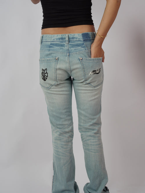 Bloom Story Denim back view – embroidered denim jeans