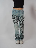 Bloom Story Denim close-up – floral cutdana embroidery