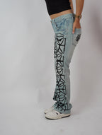 Bloom Story Denim side view – handcrafted beadwork denim