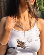 Bomi Top - close-up of bee embroidery detailing