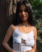Bomi Top - close-up of bee embroidery detailing
