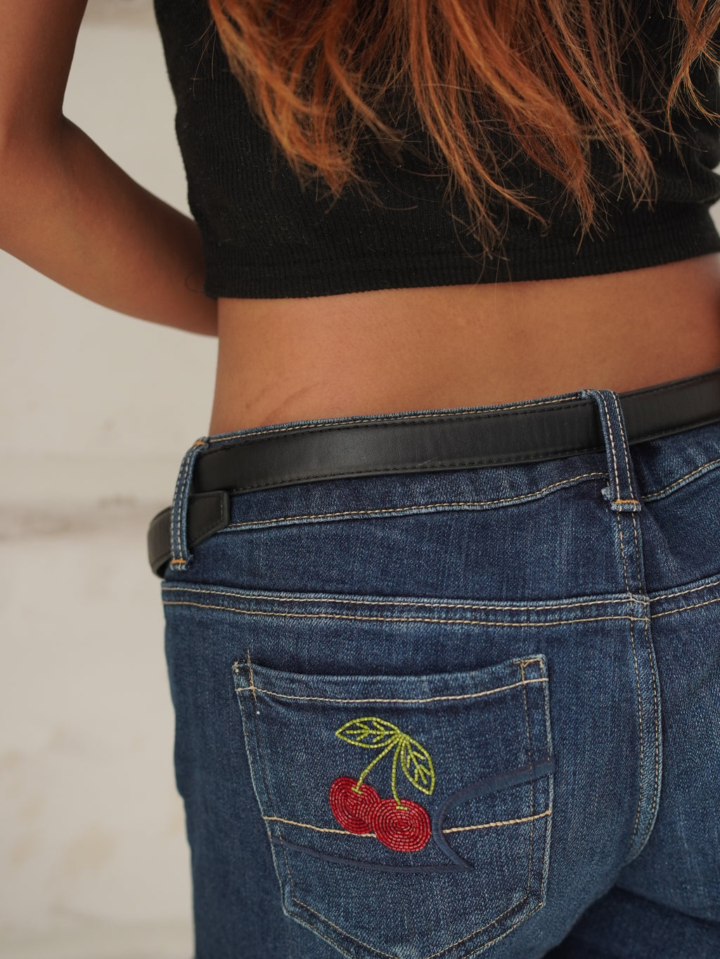 Cherry Pop Denim Shorts - back view denim shorts
