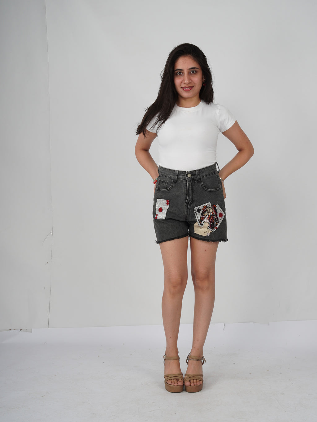 WILD CARD DENIM SHORTS
