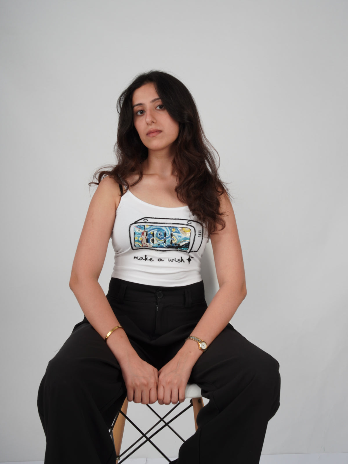 ELEVEN Make a Wish Top white cotton top with intricate hand embroidery