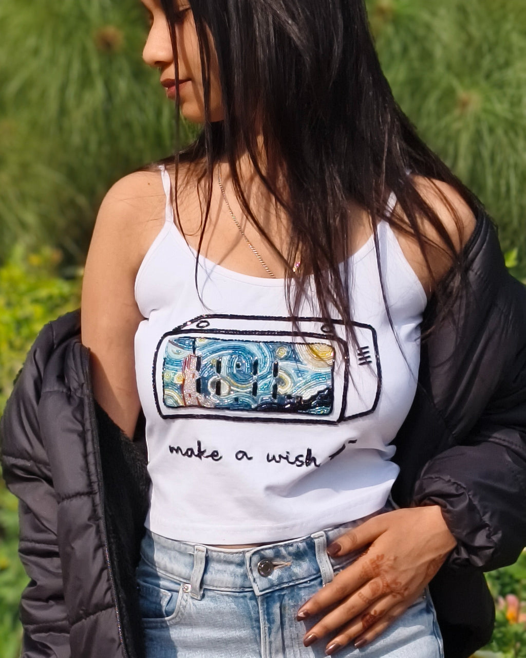 ELEVEN Make a Wish Top - hand-embroidered 11:11 design top