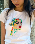 Fleur de Femme Top - hand-embroidered floral design top