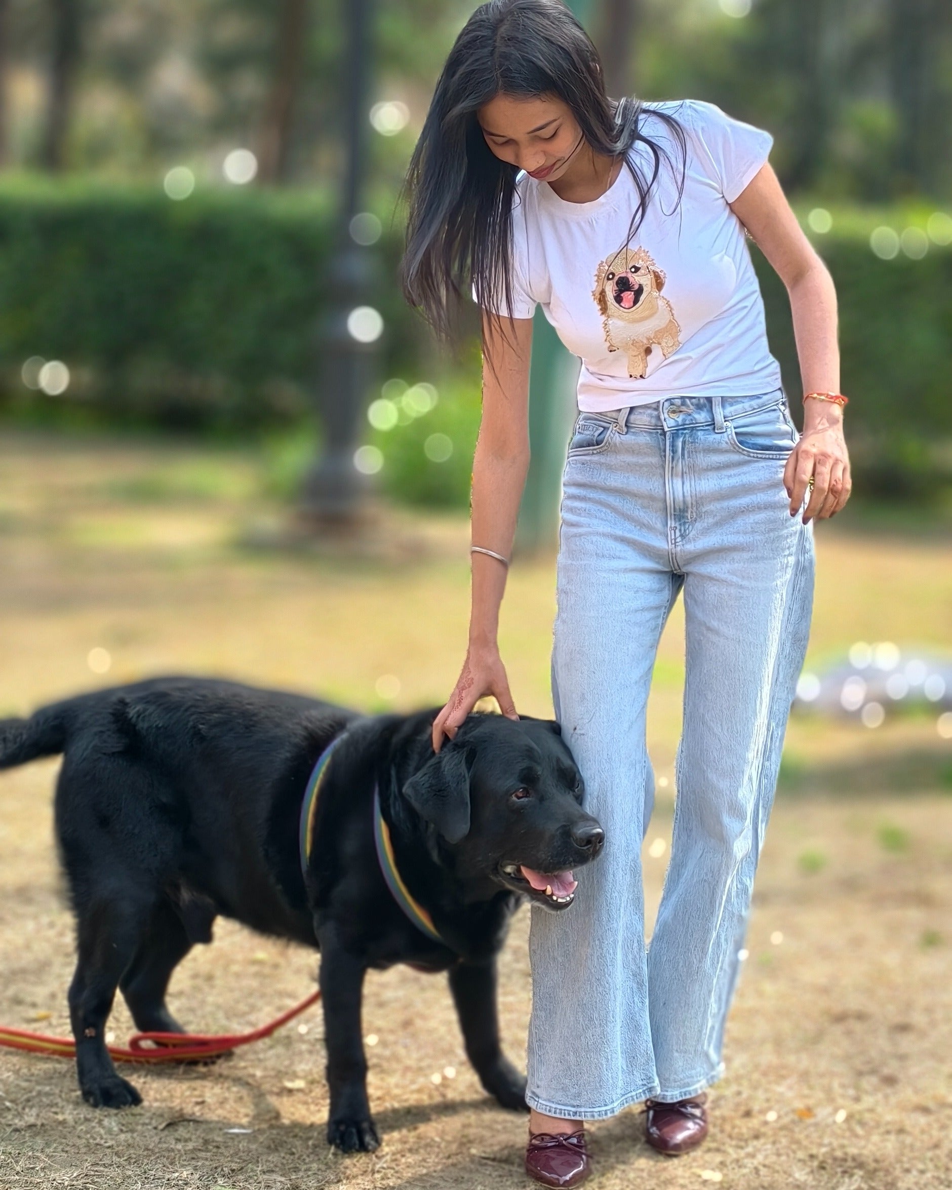 Golden Smiles Pup Top - front view styled look
