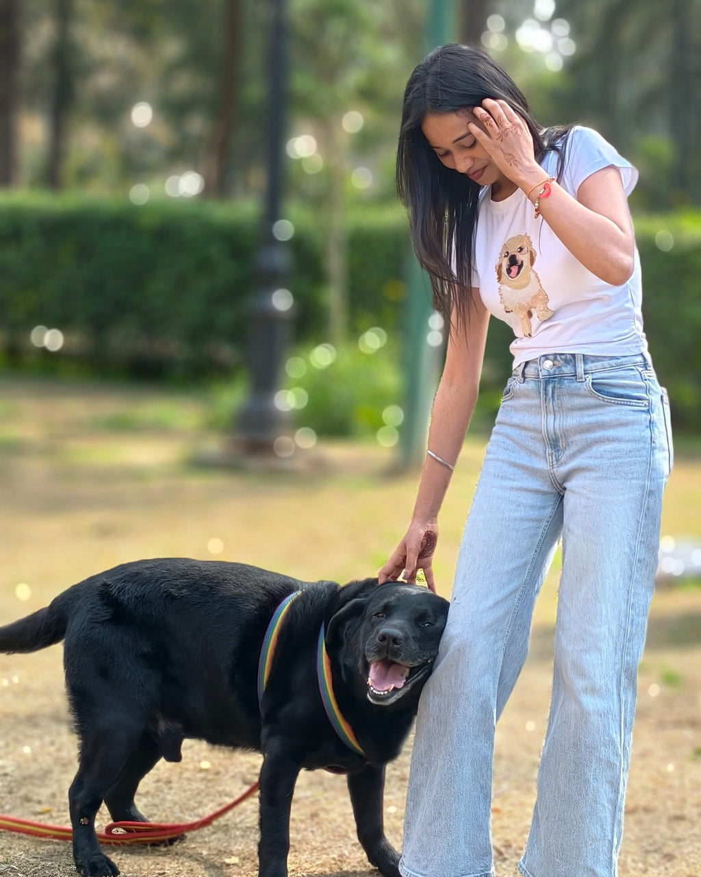 Golden Smiles Pup Top - hand-embroidered puppy design top