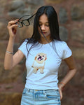 Golden Smiles Pup Top - hand-embroidered puppy design top