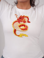 Close-up of hand-embroidered Cutdana and sequin work on Ignara Top