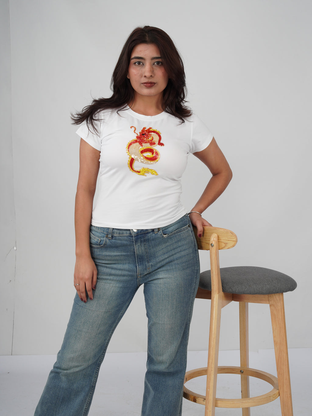 Ignara Top white cotton top with intricate hand embroidery