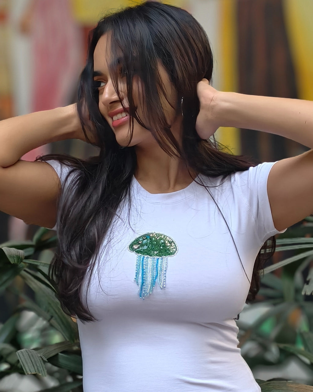 Jellara Top front view styled look