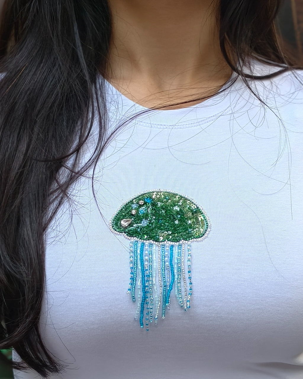 Jellara Top - close-up of hand-stitched Cutdana detailing