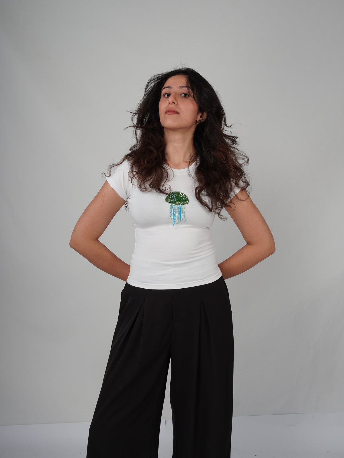 Jellara Top white hand-embroidered cotton top front view