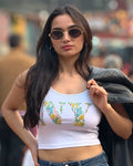 NY Top - hand-embroidered black top with hand-stitched beads