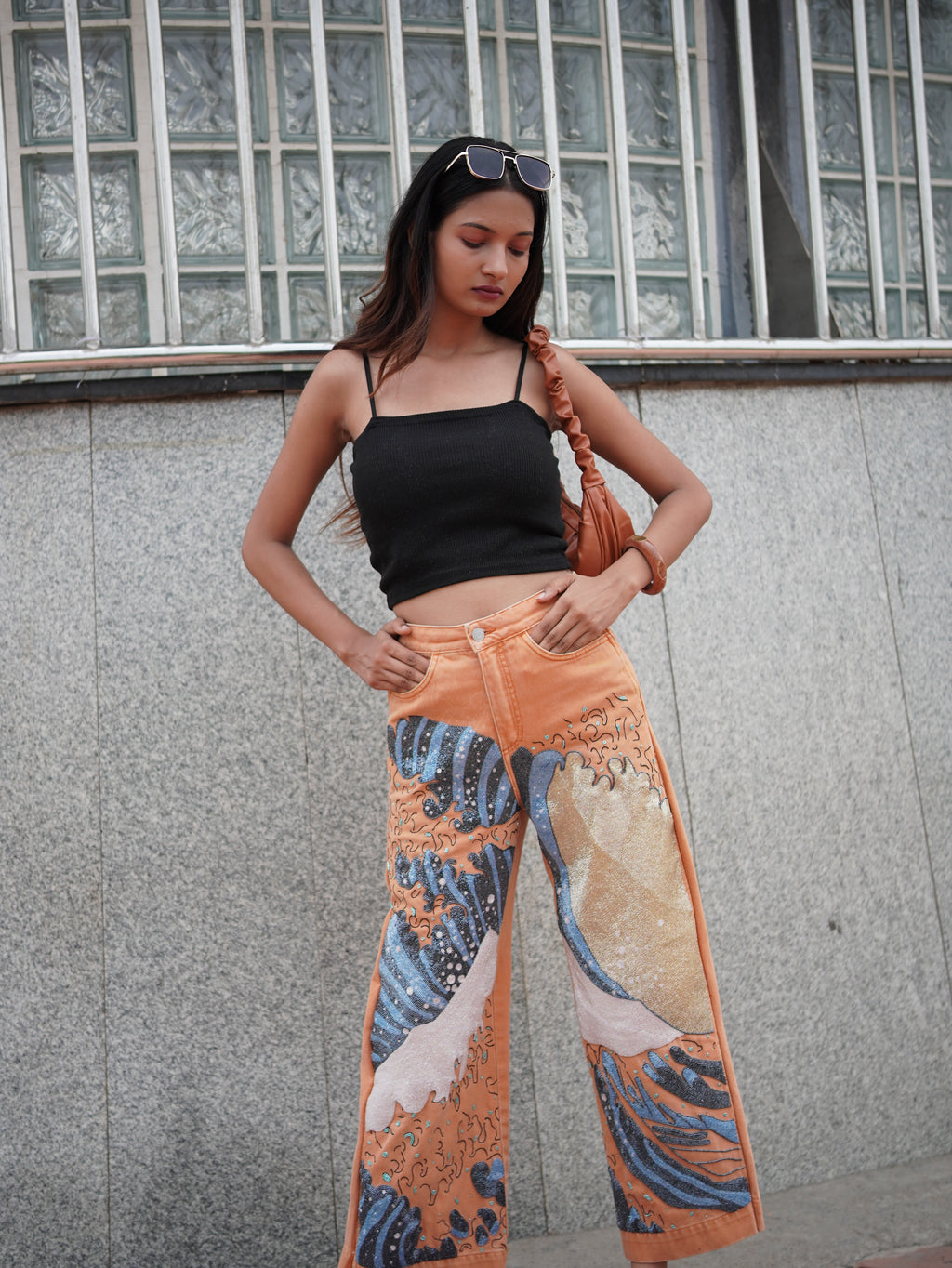 Ocean Reverie Denim - blue hand-embroidered denim