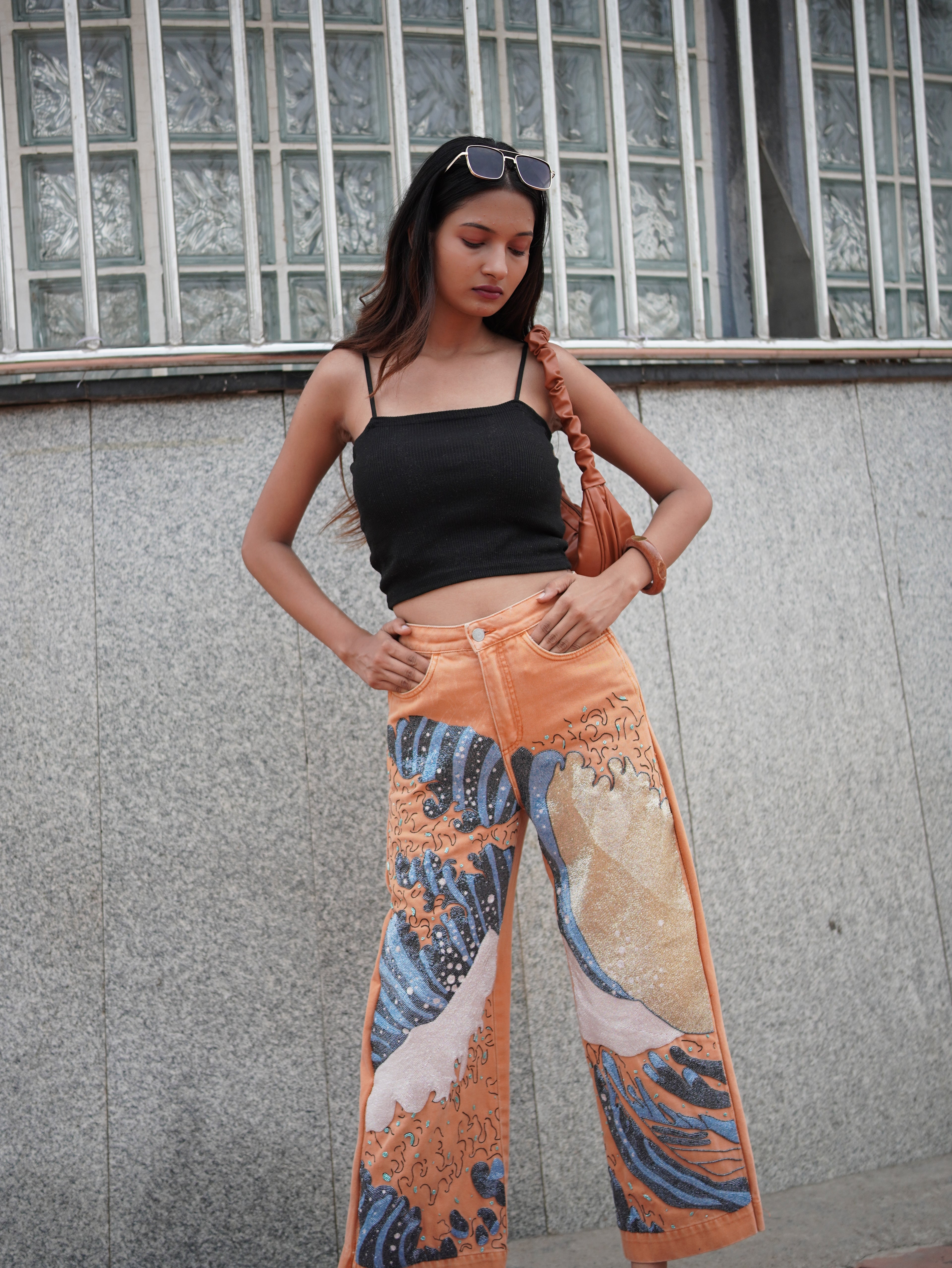 Ocean Reverie Denim - blue hand-embroidered denim