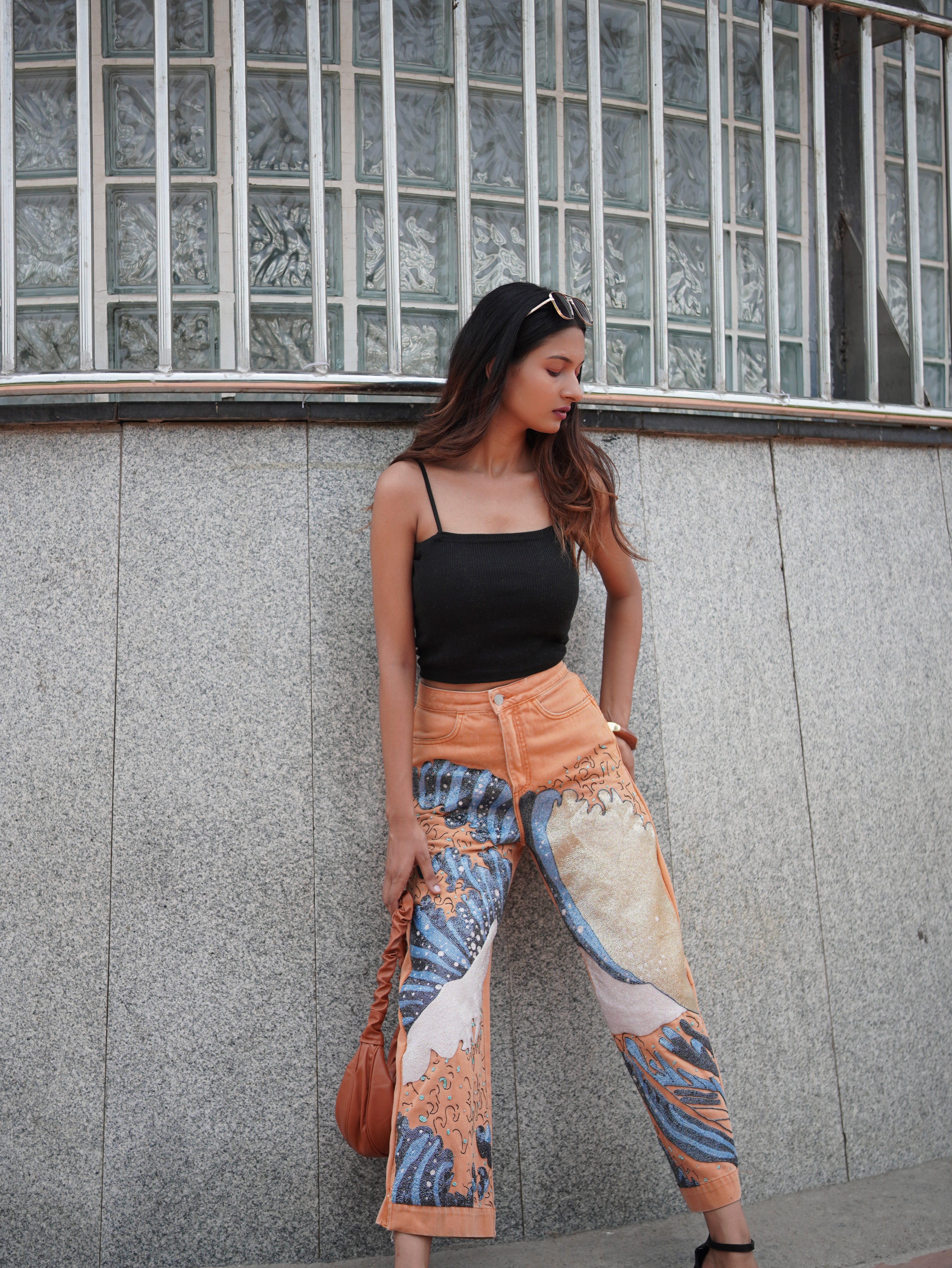Ocean Reverie Denim - blue hand-embroidered denim