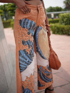 Ocean Reverie Denim - close-up of hand embroidery detailing