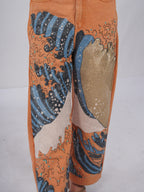 Ocean Reverie Denim close-up – ocean wave cutdana embroidery