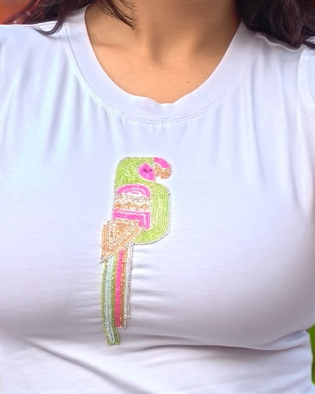 Perro Top - close-up of hand-stitched Cutdana work