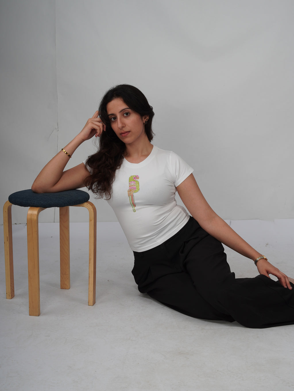 Perro Top white hand-embroidered cotton top front view