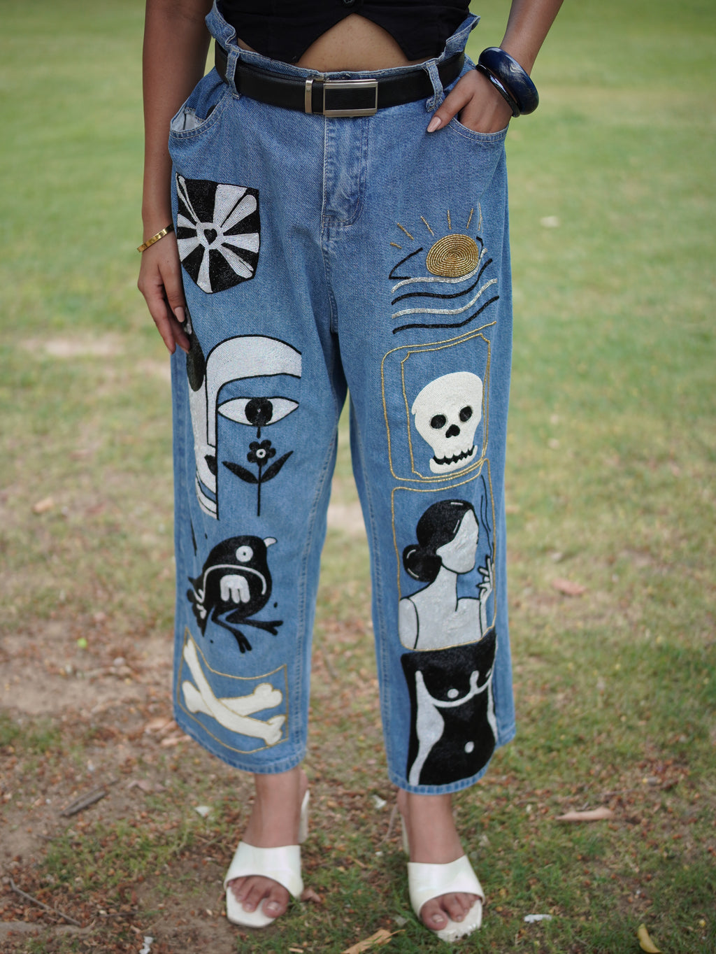 Pretty Mess Denim Jeans - front view styled look