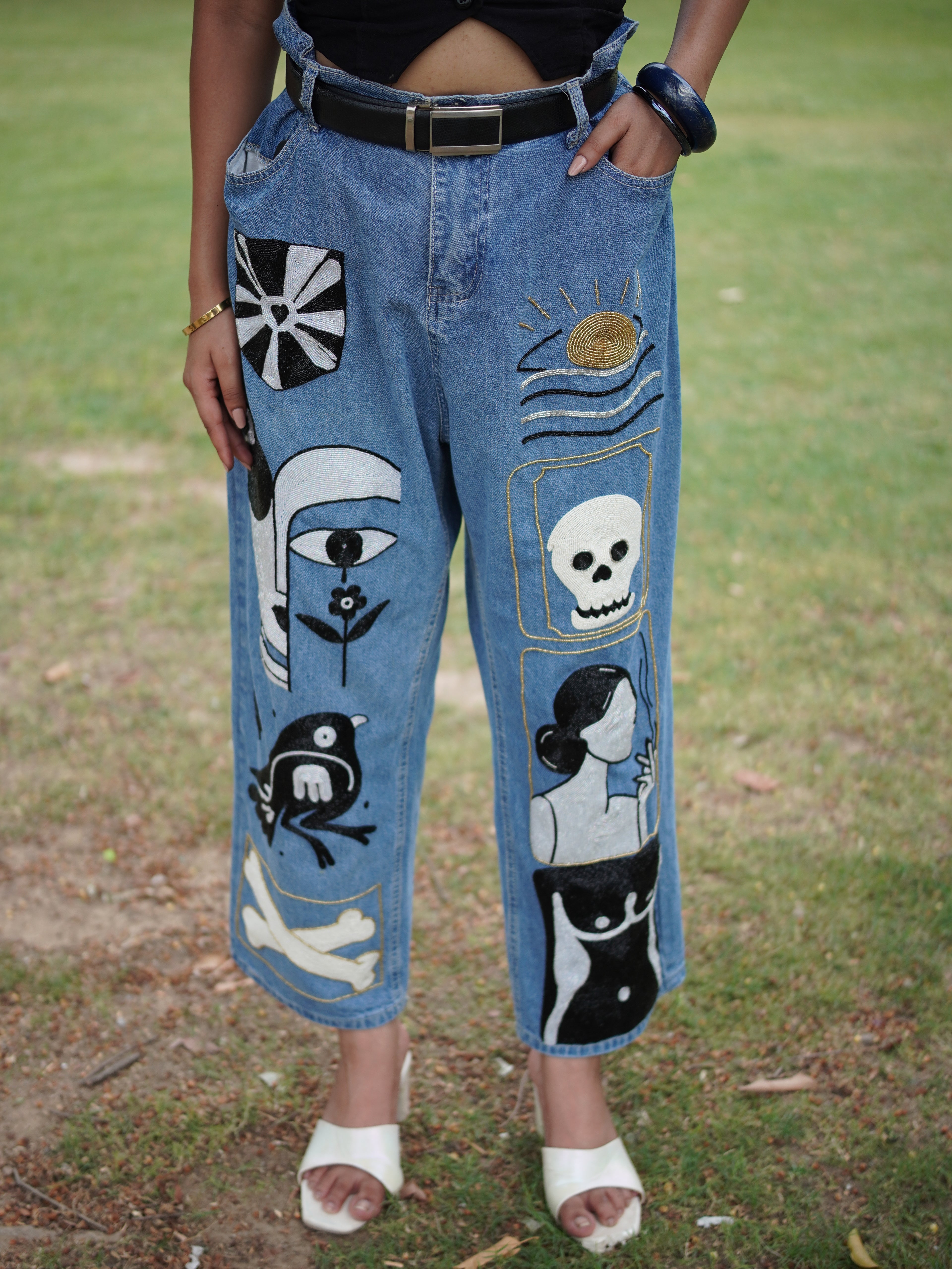 Pretty Mess Denim Jeans - front view styled look
