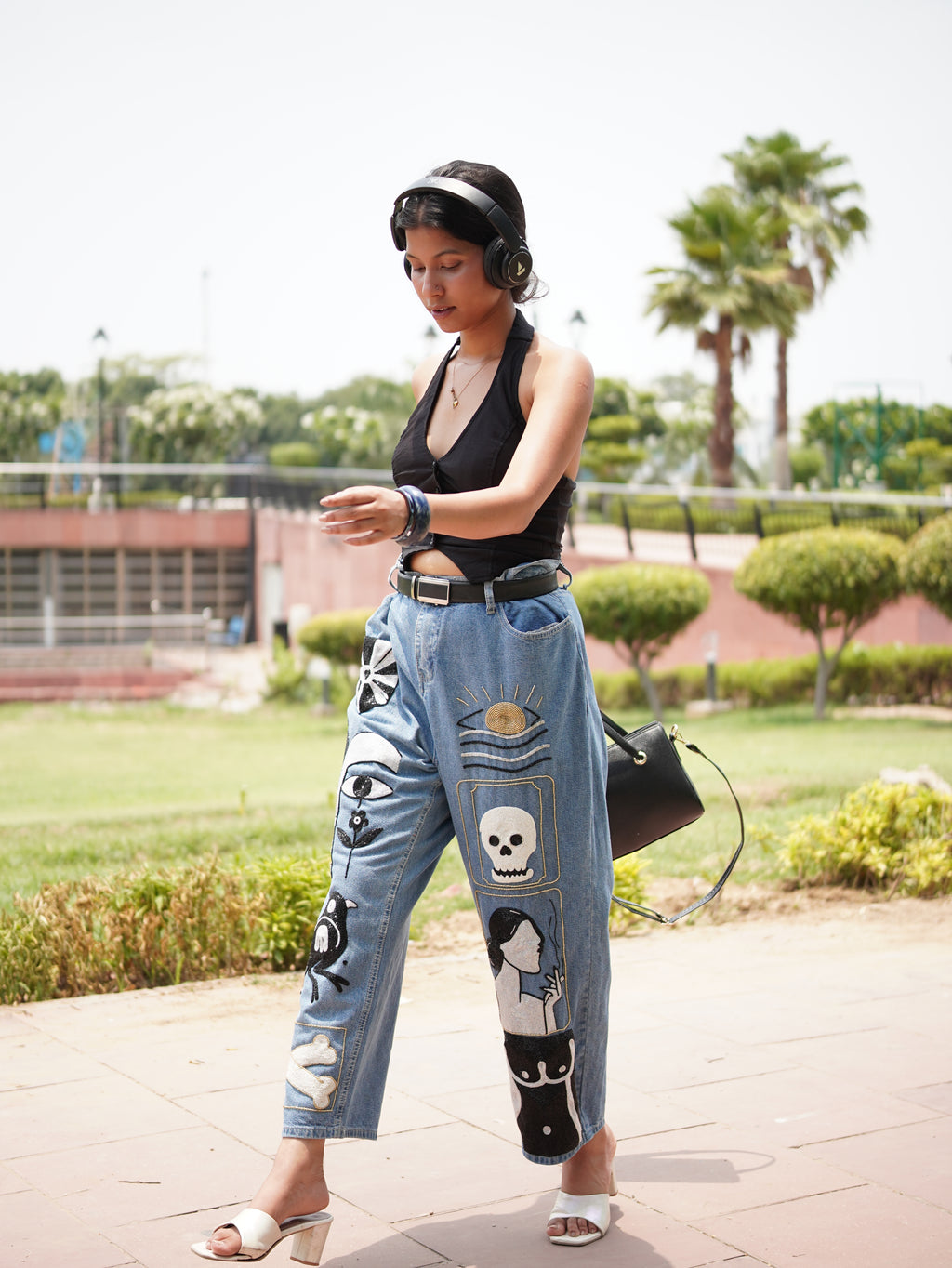 Pretty Mess Denim Jeans - side view styled look
