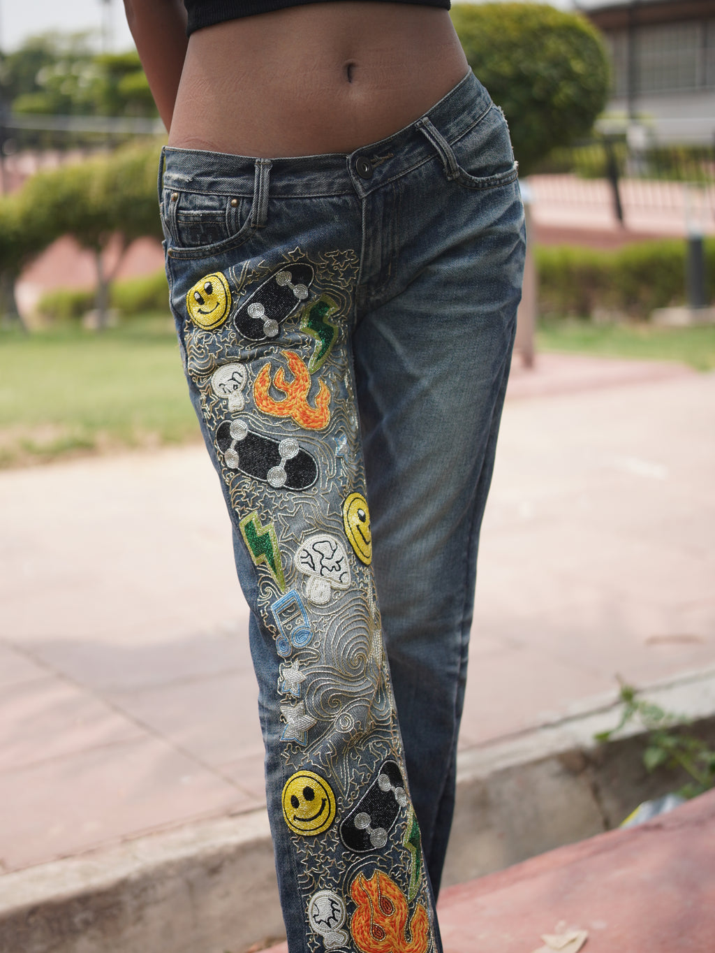Retro Pop Art Jeans - close-up