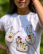 Sarang Sign Top - hand-embroidered design top