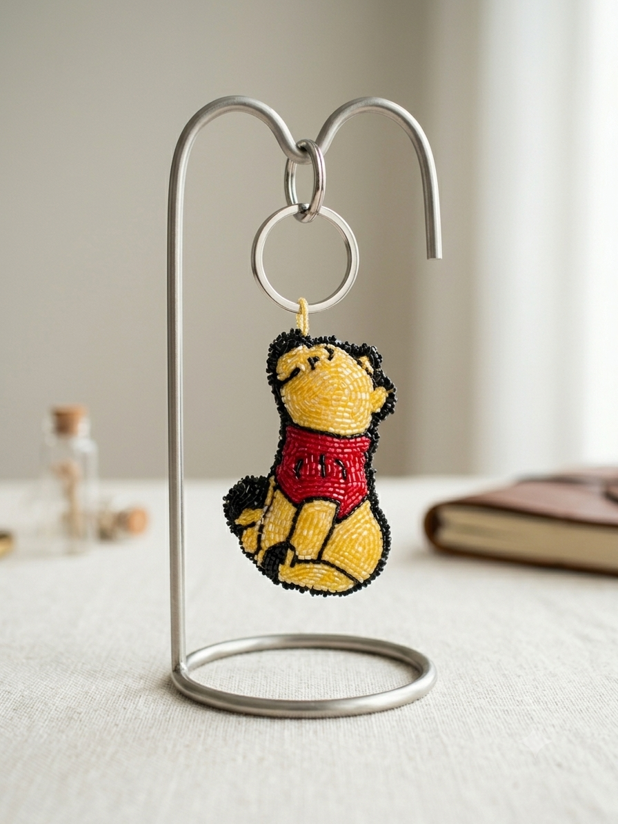 Bear charm hanging from silver-tone clasp