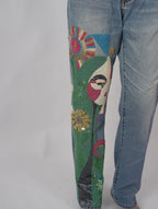 Vintage Muse Denim side view – handcrafted beadwork denim